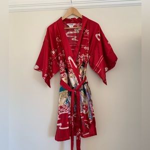 Ichiban red silky kimono style robe one size